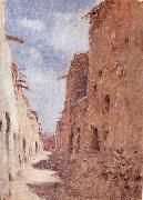 Etienne Dinet A Street in Laghouat,Algeria oil